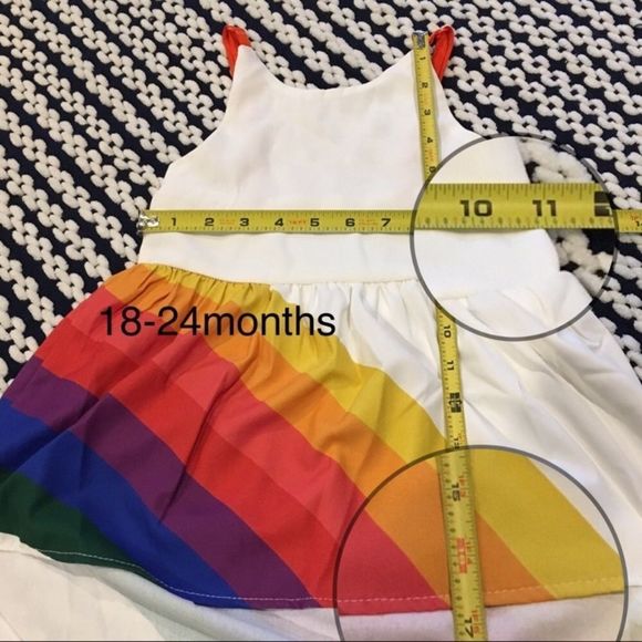 Rainbow Stripe Hi-Low Spring Summer Sundress 12m-5Yr - Picture 6 of 8